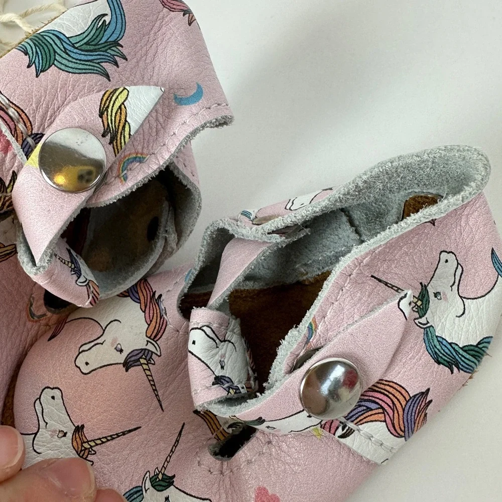 UNICORN 🦄 Mon Petit Shoes T-Straps Soft Soled‎ Leather Baby Toddler Size 4 Pink